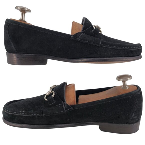 Vintage Bragano Cole Haan Italy Men 8.5W Black Suede Horsebit Loafers Dress Shoe - Picture 8 of 11